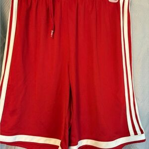 adidas soccer Red Athletic Shorts with White Trim